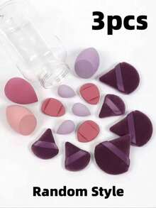 15-Piece Makeup Sponge Set (With Storage Jar): Includes 3 Makeup Sponges, 3 Mini Makeup Sponges, 3 Powder Puffs, 3 Mini Powder Puffs, And 3 Mini Finger Puffs. (3 Items Selected At Random) - Multicolor - View 6