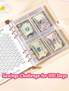 Floral 100-Day Savings Challenge Notebook, Budget Planner Binder With Cash Envelopes And Memo Pages, Daily Planning Financial Goal Savings Organizer, Suitable For Home, Office, Travel, Holiday Gift And Personal Organization Management - Multiple Styles - View 3