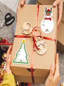 60/120/180pcs Christmas Gift Tag Stickers, 6 Assorted Merry Christmas To From Labels, Self-Adhesive Holiday Gift Wrapping Stickers For Presents, Gift Boxes, Bags, And Packages - A - View 6