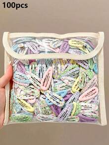 100/50/20/10pcs Girls Multi-Color Cartoon Candy Color BB Hair Clips Hair Accessories Side Clips Back Of Head Bangs Clips Stray Hair Clips For Daily Use - Multicolor - View 9