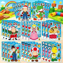 SUPER MARIO BROS. 1set/8pcs Christmas Themed Collage Stickers, DIY Dress Up Stickers For Multiple Game Characters. Free Combination And Assembly, Suitable For Children's Party Handicrafts And Holiday Gifts, Full Of Fun. (Stochastic Style) - Multicolor - View 1