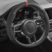 1 buah Sarung Setir Mobil Berbentuk O dengan Jahitan Patchwork Serat Karbon dan Suede - A - View 1
