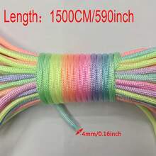 600/1500cm 4mm Fluorescent Rainbow Rope 7-Core Segmental Dye Light Rainbow Edge Handcraft Clothing Accessory - Multicolor - View 3