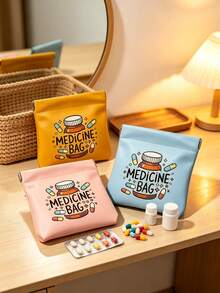 Cartoon Pill Pattern Portable Medicine Bag, Travel Mini First Aid Kit, Home Camping Travel Small Emergency Medicine Storage Pouch - Multicolor - View 1