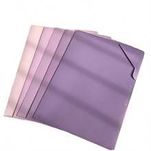 5pcs Vibrant Gradient L-Shaped Folders, Durable Material, Large Capacity Exam Paper Organizer, Suitable For School Supplies, Office And Home - Multi-color - View 4