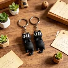 3D Printed Cute Big Eye Cat Keychain, 1pc Durable PLA Plastic, Fantasy Theme Design, Movable Backpack Pendant, Small Decorative Item, Suitable For Desk, Phone, Car, Etc., Can Be Used As Keychain Pendant, Suitable For Various Holidays - Multicolor - View 6