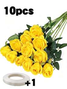 40pcs Yellow 20 Inch Artificial Roses, High-End Faux Roses, Suitable For Home Decor, Room Decor, Table Decor, Wedding Decor, Bridal Bouquet, Wrist Corsage, Floral Arrangement, Suitable For Home, Restaurant, Bedroom, Vase Decor, Autumn Decor, Thanksgiving - Yellow - View 11