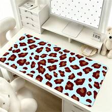 Cute Retro Leopard Pattern Faux Leather Desk Pad, Light Blue Background ...