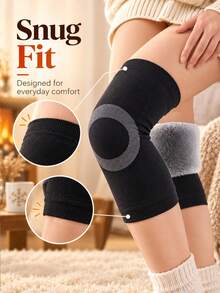 Thickened Fleece Lining Winter Knee Pads - Windproof And Cold-Resistant, Designed To Lock In Warmth. Specially Designed For Autumn/Winter Outdoor Cycling Or Sports; Inner Color Randomly Shipped. Holiday - Multicolor - View 9