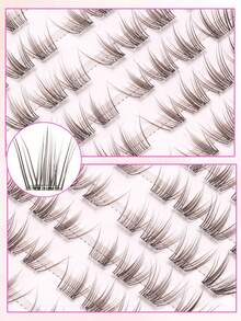 80pcs Black & Brown Glue-Free False Eyelash Clusters, Natural Lightweight Segmented Lashes, No Glue Needed, Easy To Apply, Invisible Transparent Tape, Suitable For All Occasions, Eyelashes, False Eyelashes, Glue-Free Lashes - C - View 6
