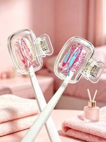 Colorful Wave Sardine Pattern Toothbrush Cover, Transparent Travel Toothbrush Storage Box, Toothbrush Head Protective Clip, Toothbrush Storage Clip, Toothbrush Dust-Proof Protective Cover, Portable Design, Suitable As Gift For Couples, Friends, Family, Teachers, Travel Enthusiasts, Home, Dorm, Vacation Essentials, Suitable For Birthday Gift, Holiday Gift, Wedding Accessory, Halloween, Christmas - Multicolor - View 7
