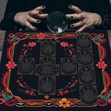 1 tấm khăn trải bài Tarot hoa văn 10 lá, thảm bàn thờ phù thủy in hướng dẫn bố cục Tarot, khăn trải bàn bói toán trang trí đọc tâm linh - Nhiều màu - Xem 3