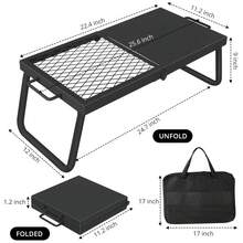 Wanfeeso Heavy Duty Folding Campfire Grill - Portable Outdoor BBQ Rack For Camping & Patio - Collapsible Fire Pit Cooking Grate & Rug Accessory - Carry Bag - (grill + Frying Pan) 22.4*11.2 - View 2
