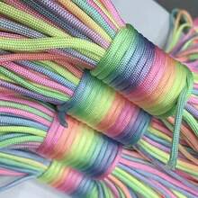 600/1500cm 4mm Fluorescent Rainbow Rope 7-Core Segmental Dye Light Rainbow Edge Handcraft Clothing Accessory - Multicolor - View 6
