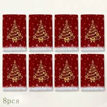 2pcs Christmas Red Printed Kitchen Towels, Gold Christmas Tree Bow Snowflake Star Pattern, Red & Gold Holiday Hand Towels, Winter Kitchen Home Decor Towels, Christmas Party Holiday Decoration, Baking Cleaning Holiday Gift - Multicolor - View 10