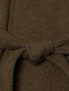 Mellowy Autumn/Winter New European And American Style Fashion Minimalist Loose Vintage Stand Collar Short Wool Belted Coat - Brown - View 10