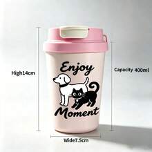 MINISO Officially Licensed Cute Cat & Butterfly Coffee Mug, Portable Leak-Proof Travel Cup, Adorable Cartoon Design, Suitable For Students And Women, Home Life And Daily Office Hydration - Pink - View 7