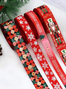 1/5Pcs Christmas Ribbon Satin Ribbon Set, Suitable For Gift Wrapping, DIY Crafts, Christmas Tree Decoration, Bouquet, Holiday, Birthday Party Decoration - View 3
