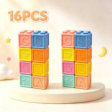 Soft Rubber Embossed Building Blocks, Flexible Touch, Printed With Letters And Fruit & Vegetable Patterns, Rich Colors. Home Stacking And Assembly, Cognitive Shapes And Numbers, Suitable For Halloween, Christmas, Thanksgiving And Back To School Gifts - Multicolor - View 9