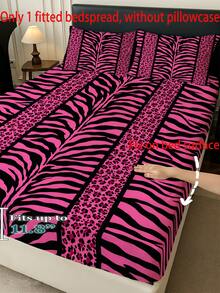 1PC Y&K Geometric Print Fitted Sheet (Fitted Sheet Only, No Pillowcase), Leopard And Zebra Pattern Snug Fit Fitted Sheet, Soft Bedroom Bedding, Suitable For Bedroom, Guest Room, School Dormitory Bedding, Easy To Remove And Machine Washable All Season Mattress Protector - Multicolor - View 2