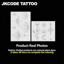 JKCODE TATTOO 2 Pcs Semi-Permanent Tattoo Kit | Lotus Totem, Minimalist Lotus Tattoo, Ramadam Pattern Simple Design Arm Tattoo, Finger, Hand Tattoos | Realistic Fake Tattoos, Non-Reflective For 7-14 Days,Perfect Gift - Dark Grey - View 5