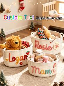 [Customized] 1pc Personalized Name Storage Basket, Multi-Functional Home Decor, Clothing Storage, Personalized Gift Basket (Pattern/Shape Optional), Housewarming Gift - Multicolor - View 2