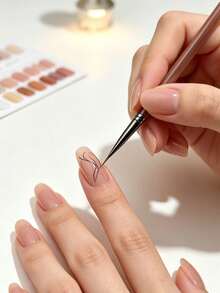 Nail Art Brush Set, Transparent Coffee Acrylic Handle Nail Painting Pens, Multi‑Function Nail Brushes For Liner, Gradient, Flower, French Tip DIY Manicure Decoration - Multicolor - View 4