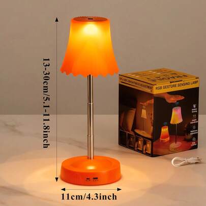 Smart Table Lamp With Gesture Sensor Control, Rechargeable Night Light With RGB 7 Colors & Dimming, 5.12-11.81inch Height Adjustable Desk Lights, Suitable For Party, Bedroom, Living Room, Bar Cabinet,Halloween Birthday Christmas Gifts,Decorations