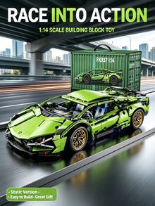1:14 Scale Technical Racing Car Building Block Set, Cyberpunk Styles Cool Hypercar Model, DIY Assembly Small Particle Bricks Toy, Desktop Display Collectible Gift For Kids Aged 6 And Above And Racing Enthusiasts, As A Collectible Birthday Gift - Multicolor - View 9
