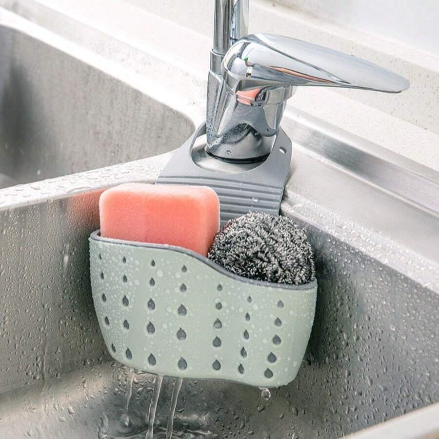 Sink Hanging Drain Basket Kitchen Sink Storage Rack Soap Sponge Drain Rack Double-Layer Hanging Basket Storage Suction Cup Kitchen Storage Rack Sink Accessories Suitable For Storing Sponges And Rags Kitchen Decoration Essentials - A - View 1