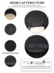 18 Inch Curly Half Wig Seamless Hairline 3-In-1 Drawstring Glueless Flip Cover Seamless Curly Hair Half Wig Drawstring Seamless Flip Cover Headband Wig, Halloween - Black - View 8