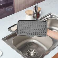 Wavy Silicone Soap Drain Mat, Non-Slip Multi-Function Splash-Proof Soap Holder, Kitchen Bathroom Sink Soap Dish Sponge Water Collection Pad - Multicolor - View 5