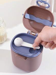 1pc Cartoon Milk Powder Box/Baby Travel Essential/Cereal Storage Box/Kitchen Storage Box/Fruit Storage Box/Baby Food Box/Material:PP/Features:Independent Spoon Compartment,Handle,Portable Design,Sturdy Buckle(Available In 800ml And 400ml Capacity,Please Check Comparison Image Before Purchase!) - Multicolor - View 8