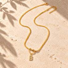 Initial Charm Gold Plated Letter Necklace For Women Men With Infinity Heart Loop And Cubic Zirconia Snake Chain - Yellow Gold - View 5