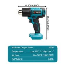 Pistol Panas Nirkabel Tanpa Kabel TORPOW, Kontrol Suhu Digital LCD Maksimal 550℃, Bertenaga Baterai Lithium, Beberapa Nozzle untuk Mencairkan Lem pada Film Stiker Mobil dan Tabung Penyusut Panas. - Biru - View 2