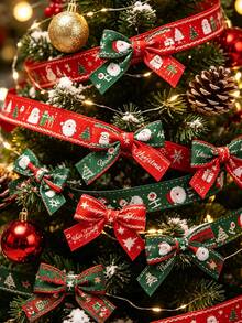 Christmas Ribbon DIY Bow Gift Wrapping Christmas Scene Woven Ribbon Party Colorful Ribbon - Multicolor - View 5