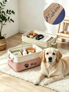Customized Pet Storage Basket, Personalized Information, Multi-Functional Storage For Cats And Dogs, Pet Supplies And Clothing Storage, Personalized Home Gift, Perfect Gift For Family And Pets For Halloween Or Christmas - Multicolor - View 2