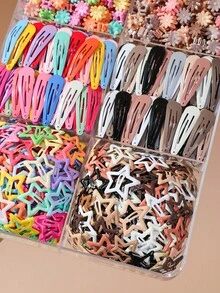 30/60/90pcs Girls Minimalist Hair Clips Set, Multi-Color Five-Point Star, Water Drop, Daisy Flower Small Hair Claw Clips, Fashion Fresh Cute Hair Accessories, Hair Clips, Bangs Clips, Non-Damaging Hair Clips, Daily Use, Gift - Multicolor - View 2
