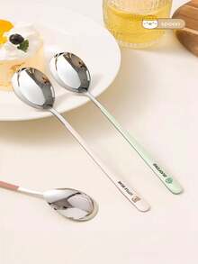 1pc Cute Cartoon Panda Long Handle Stainless Steel Spoon Set, Colorful Dinner Spoons, Reusable Metal Table Spoons For Household Kitchen & Dining Table, Great Table Utensils For Daily Meals And Family Gatherings - View 7