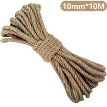 6mm/8mm/10mm 10m Natural Vintage Hemp Rope DIY Home Thick Jute Twine Handmade Rope Strap Wedding Pet Cat Scratching Board Tool Binding Gardening Party Decoration (Without Cylinder) - Multicolor - View 13