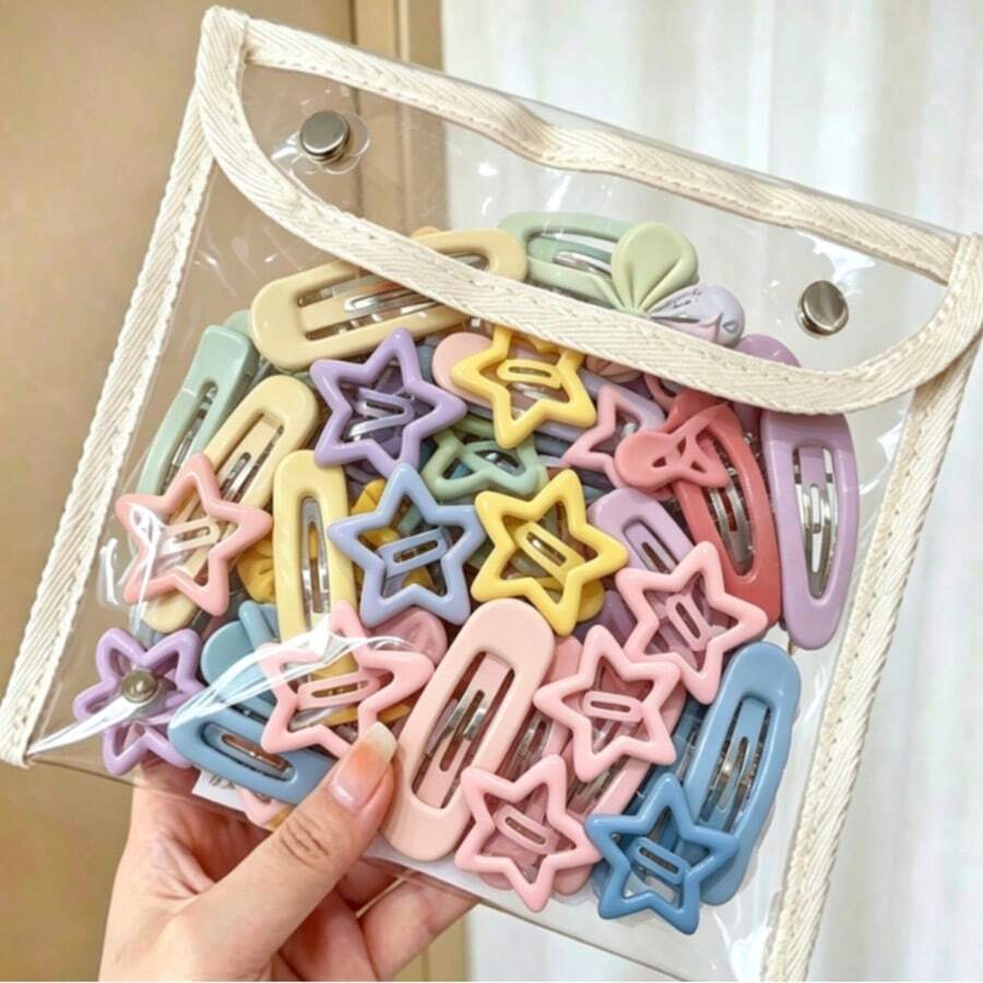1pc White Hair Clip + 10pcs Kids Hair Clips (Random Color And Style) - 1 White + 10 Kids Hair Clips (Colors and Styles Random) - View 1