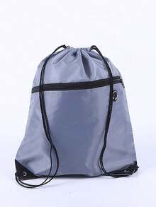 1pc/5pcs/10pcs/15pcs Drawstring Zipper Pouch Bag, Polyester Backpack Storage Bag With Dual Drawstrings, Large Capacity - Multicolor - View 4