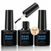 LIMEGIRL Gel Base & Top Coat Set 1/2/3pcs 8ml Clear Gloss Long-Lasting No-Wipe Soak-Off Gift For Women - Black - View 12