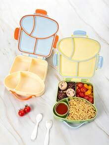 1 pieza Fiambrera a prueba de fugas con asa y utensilios, caja portátil perfecta para ensaladas, caja de aperitivos, contenedor de almacenamiento de alimentos para el trabajo, viajes y picnics - Multicolor - Ver 7