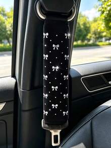 1pc Shiny Small Bowknot New Style Exquisite Soft Fabric Car Shoulder Seat Belt Decor, Anti-Choke Pressure Relief Comfortable, Women's Car Interior Accessory - Shoulder Pads - View 7