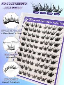 80pcs C Curl Self-Adhesive False Eyelash Clusters, Fox Eye Cartoon Style No Glue Needed Single Cluster False Eyelashes, Invisible Tape Long-Lasting Durable, No Sticky Residue Pre-Glued False Eyelashes - C - View 5