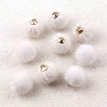 10pcs Faux Fur Pom Pom Charms With Gold Rings - Soft Velvet Mini Pom Pom Earring Accessories Set (Multi-Color Options) Suitable For DIY Tassel Earrings, Handbag Charms, Keychains, Hair Accessories And Winter Jewelry Making - Plush Round - View 10