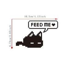 Retro Pixel Cat "Feed Me" Car Sticker, Funny Fuel Tank Cap Decal, Cute Pixel Art Auto Decoration - A - View 3