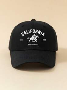 1pc Minimalist Fashion Casual Baseball Cap "CALIFORNIA Polo 1988 Sportsmanship" With City Lettering Pattern, American Retro Style, Versatile Design, High Aesthetic All-Season Decorative Accessory, Essential Fashion Item For Men And Women, Suitable For Outdoor Activities - Baseball Cap - View 9