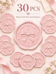 20/30/50/100pcs Bow Wax Seal Stickers, Wedding Invitation Envelope Seal Stickers, Self-Adhesive Envelope Seal Stickers, Suitable For Wedding, Invitation, Envelope, Gift Packaging, Christmas - Bow--blush Pink (New 2) - View 7